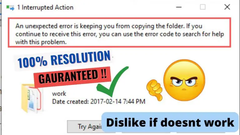 Unexpected Error Keeping You from Copying the File